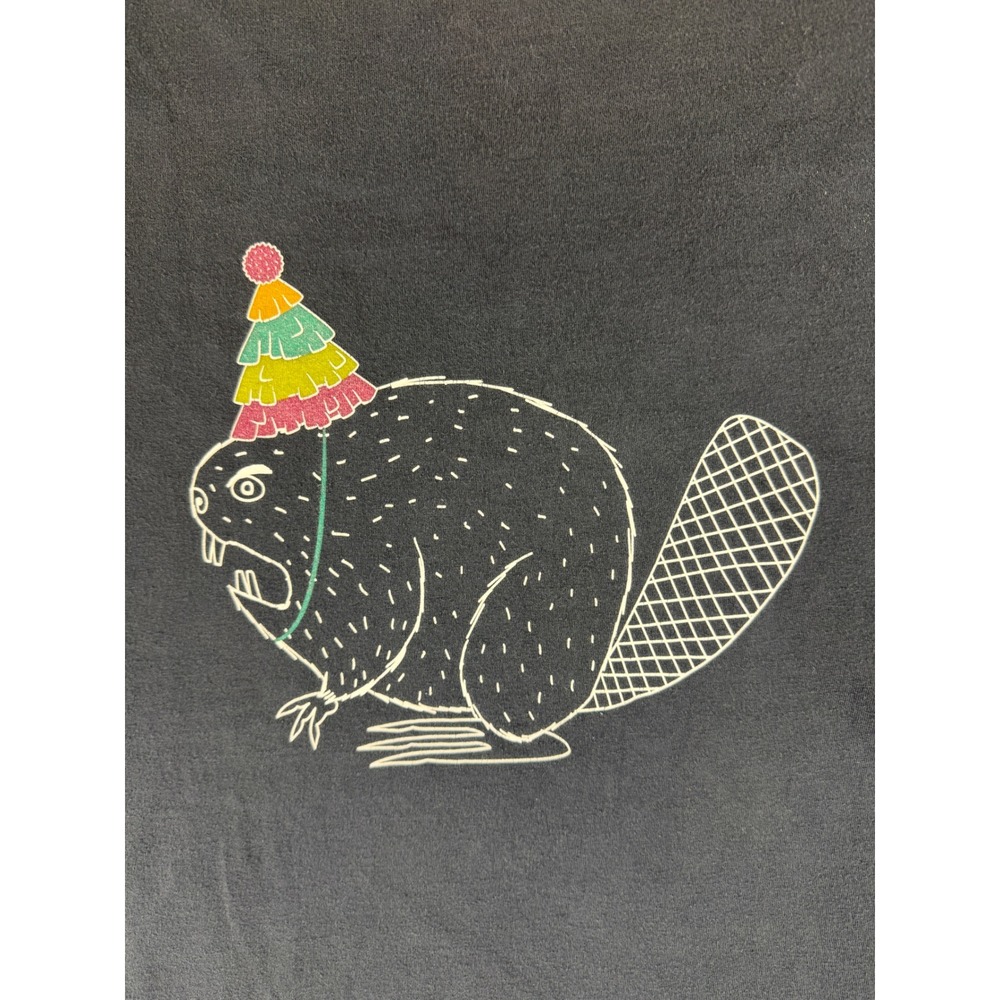 Duluth Trading Co T-Shirt Mens Large Navy Blue Party Beaver Graphic Longtail T - Picture 5 of 7